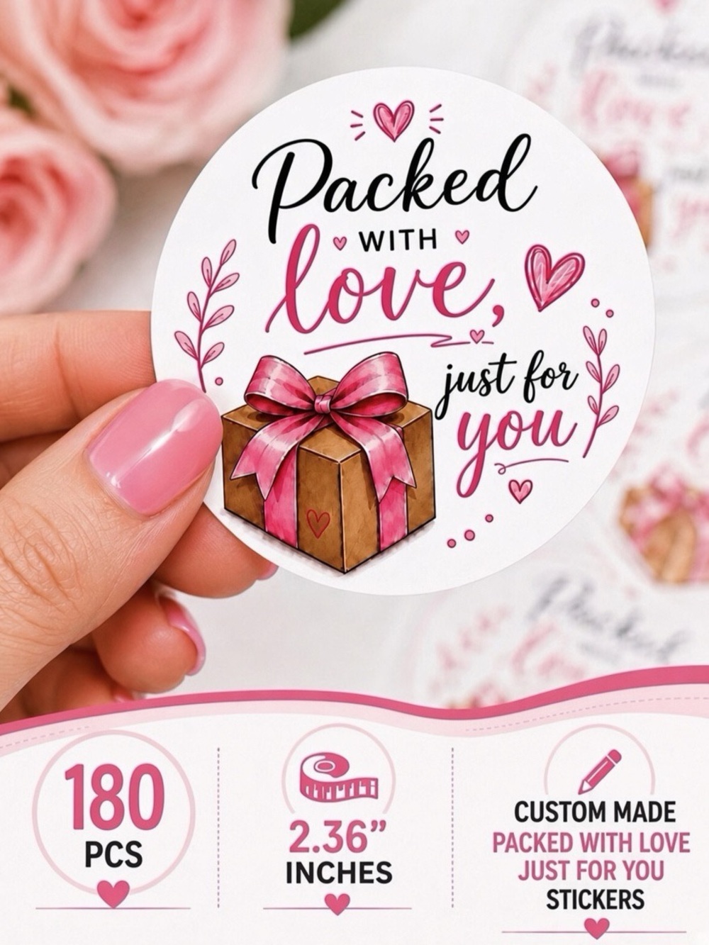 180PC Packed With Love Just For You Stickers